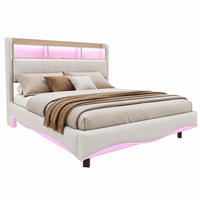 POLSTERBETT mit Stauraum, LED und USB 160x200 cm Beige - Beige, Metall (160/200cm) - Meubliv