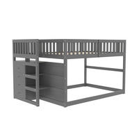 ETAGENBETT 140/200 cm grau mit Sicherheitsgeländer und Stauraum - Grau, Holz (140/200cm) - OKWISH