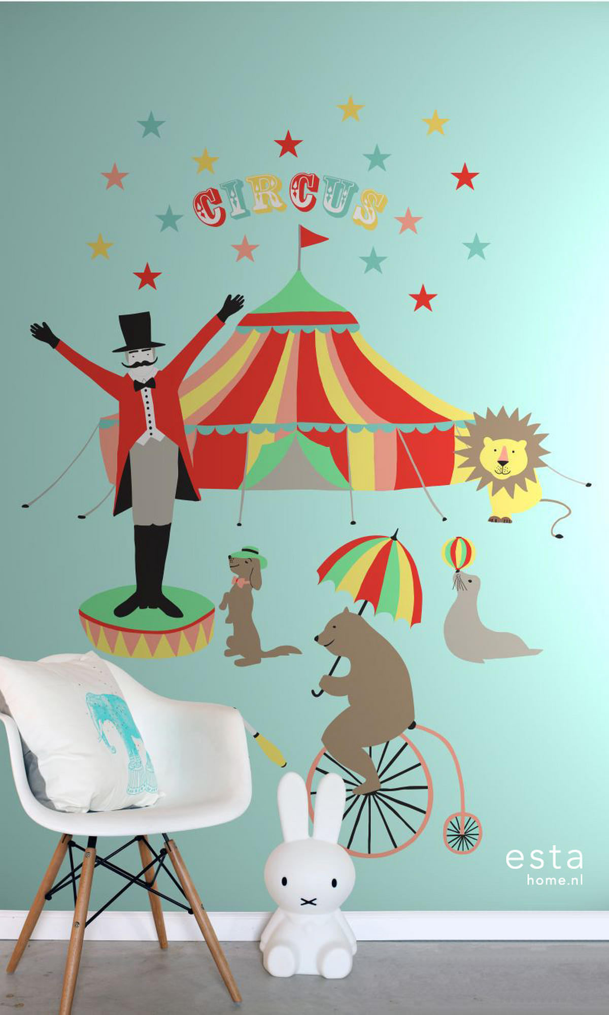FOTOTAPETE Zirkus 186 x 279 cm - Türkis, Papier (186/279cm) - ESTAhome