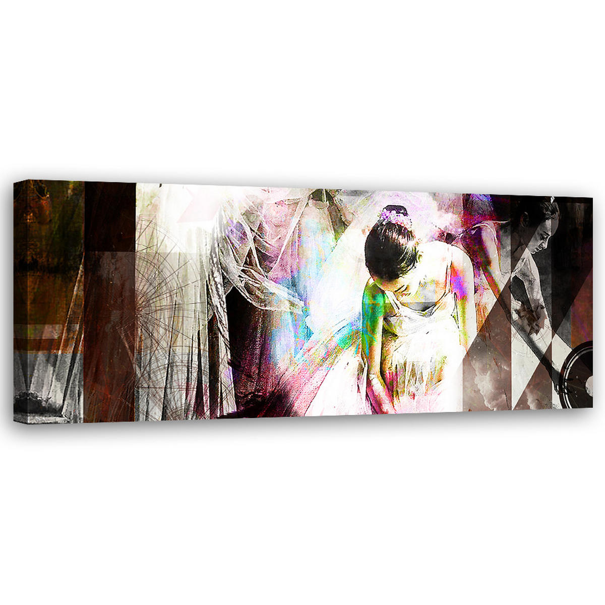 WANDBILD tanzende ballerina - Multicolor, Textil (90/30cm) - Feeby