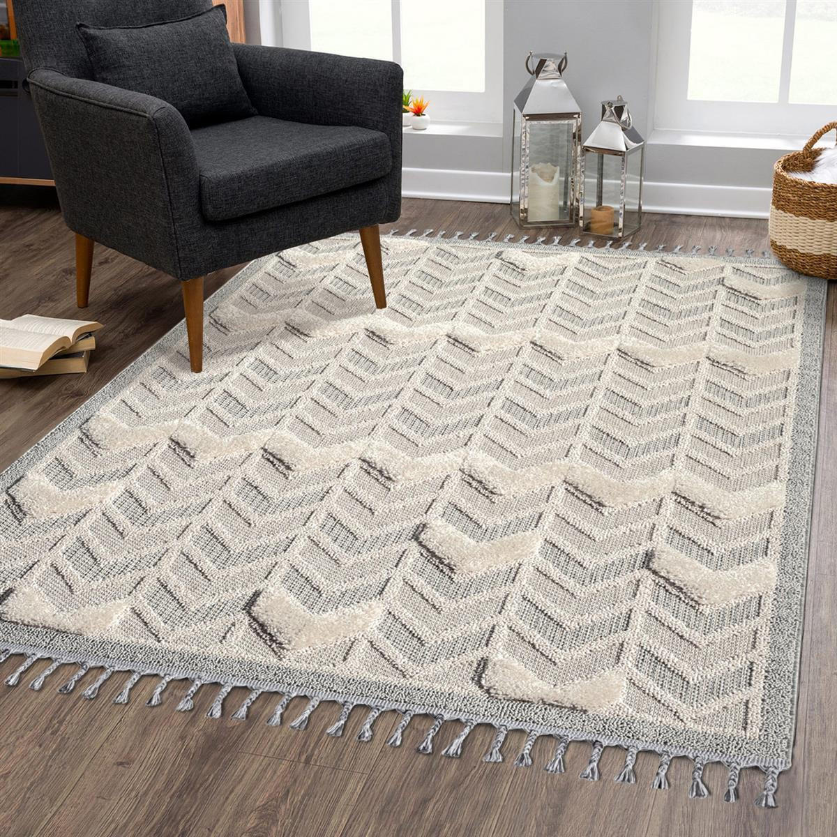 KURZFLOR-TEPPICH Valencia 920 Creme 200x290 cm - Blau/Creme, Textil (200/290cm) - carpet city