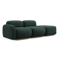 3-SITZER SOFA Bouclé Stoff Grün - Dunkelgrün/Braun, Holz/Textil (258/73/95cm) - Makamii