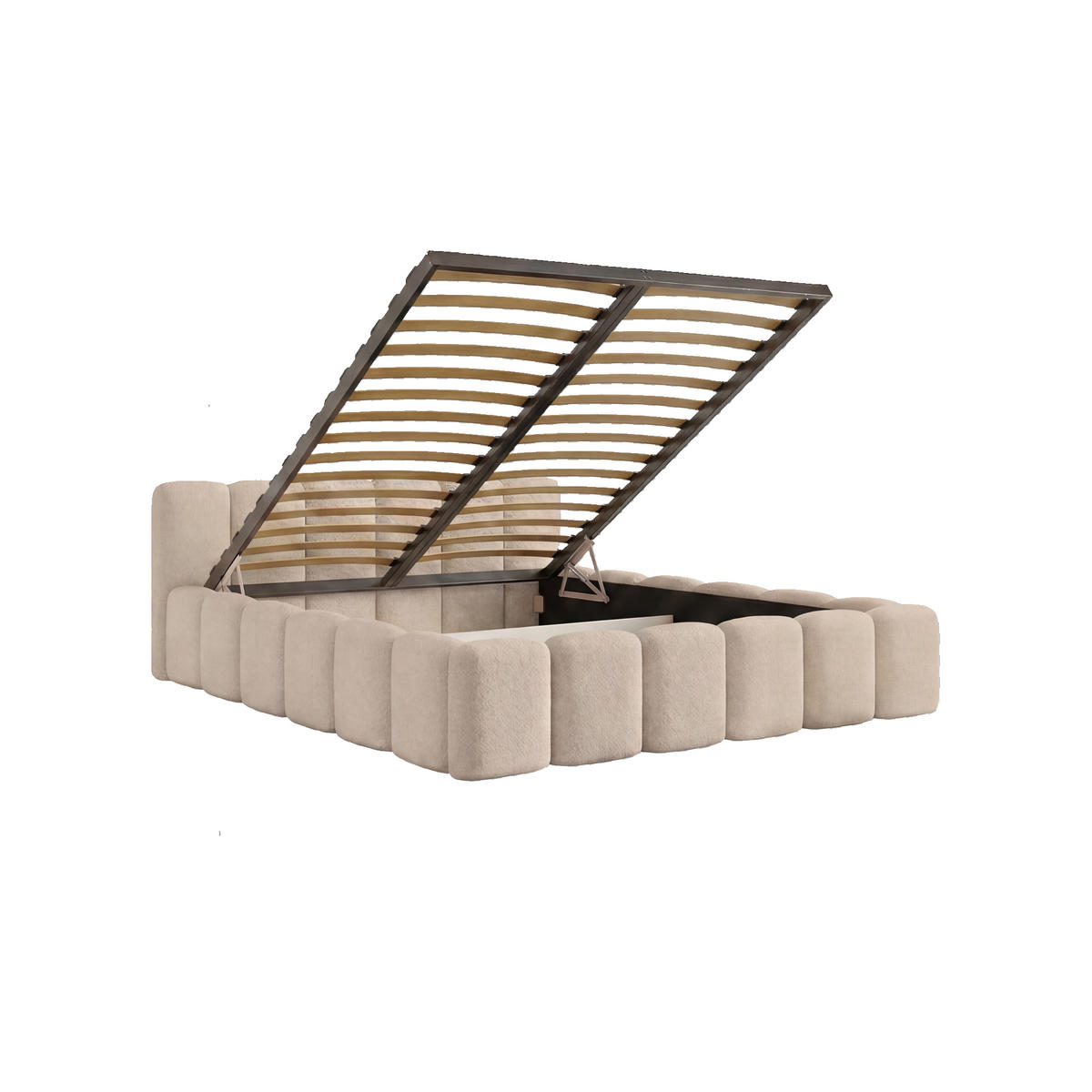 POLSTERBETT MACAPA 200x200 cm, Beige - Beige, Textil (200/200cm) - Fedve