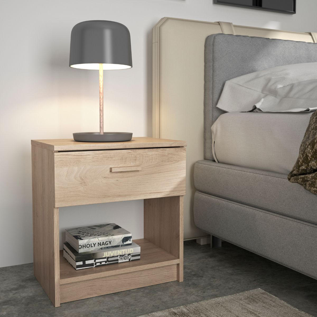 NACHTTISCH 1 Schublade H52 cm Tulle - Eichefarben, Holzwerkstoff (35/52/48cm) - Calicosy