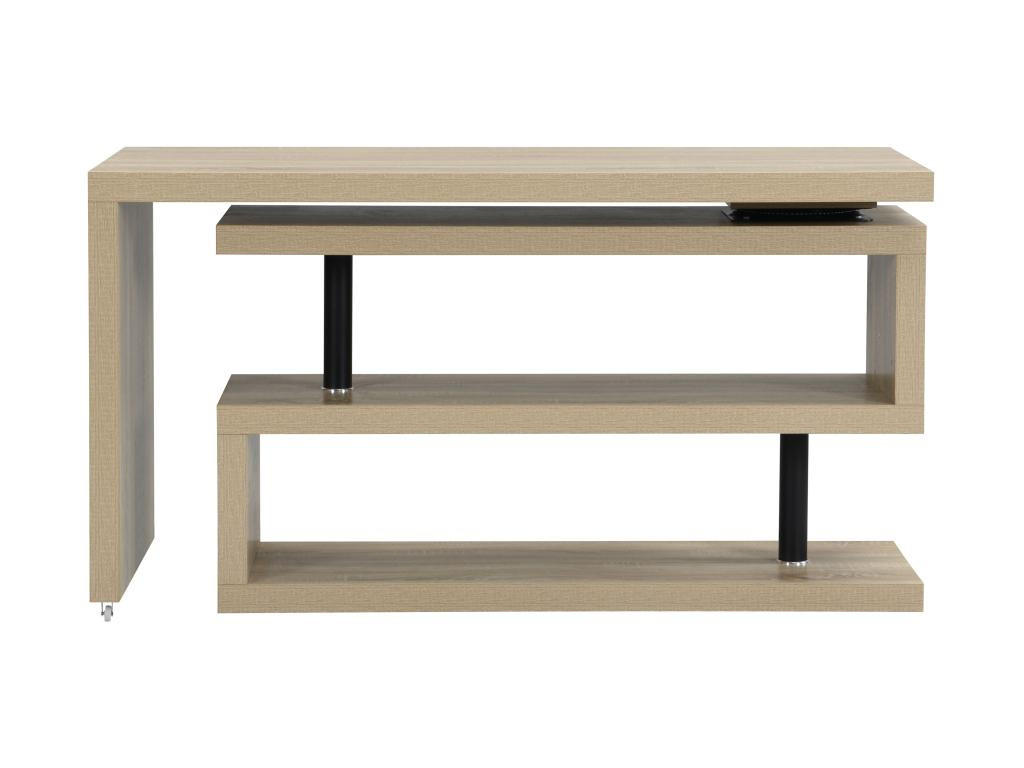 SCHREIBTISCH - Tischplatte um 360° schwenkbar - MDF - Eichefarben - NICEPHORE II - Naturfarben, Holz (200/60/76cm) - Vente-Unique