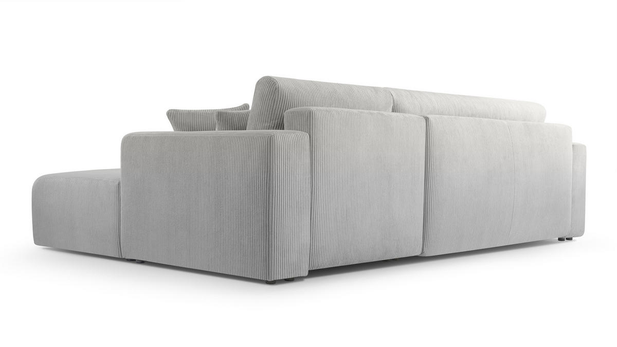 ECKSOFA L Form Catea Hellgrau 279/145/84 cm Rechts mit Schlaffunktion - Hellgrau/Schwarz, Kunststoff/Textil (279/145cm) - AX Living