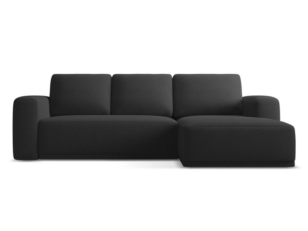 ECKSOFA mit Schlaffunktion Chenille Stoff Schwarz - Anthrazit/Schwarz, Kunststoff/Textil (258/160cm) - Makamii