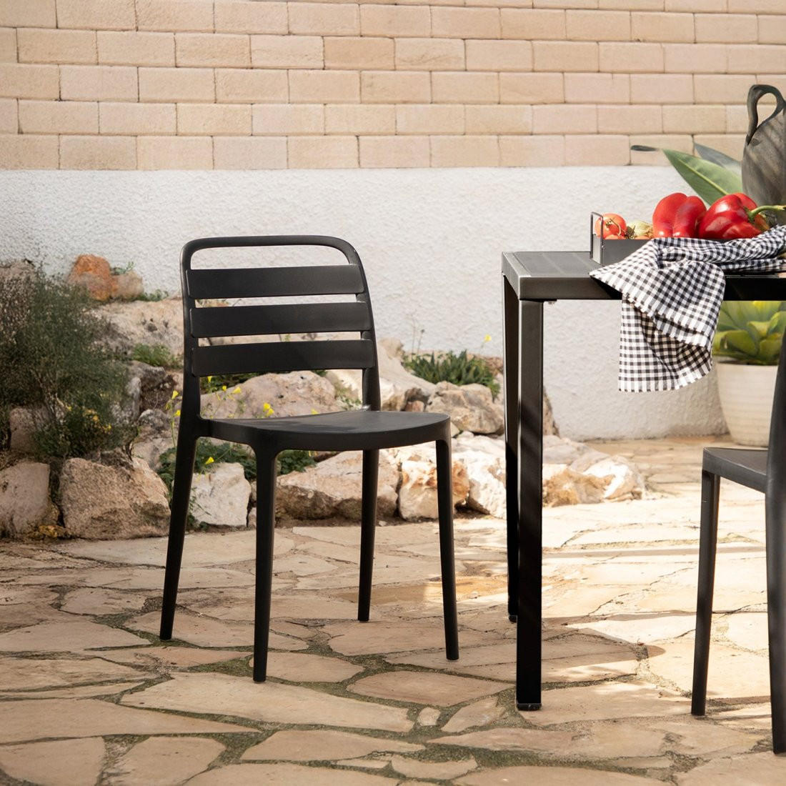 STUHL FÜR DRAUSSEN Zira Grau 42 cm x 80 cm - Grau, Kunststoff (42/80/52cm)