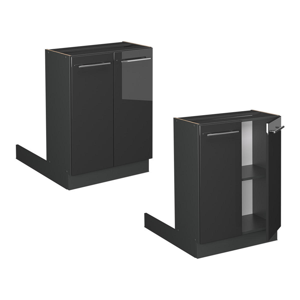 KUCHYŇSKÝ OSTROV Fame-Line Antracitový vysoký lesk - antracitová/vysoce lesklá černá, kompozitní dřevo (60/82/70cm) - Vicco