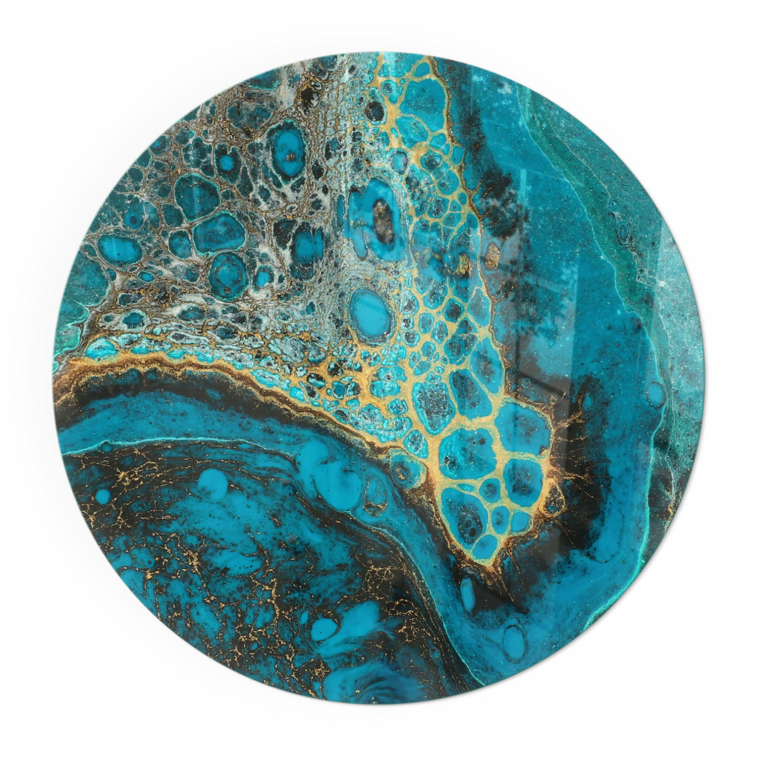 GLASPLATTE für Kamin Ø 100 cm - Türkis, Glas (100/100/0.4cm) - TULUP