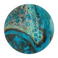 GLASPLATTE für Kamin Ø 100 cm - Türkis, Glas (100/100/0.4cm) - TULUP