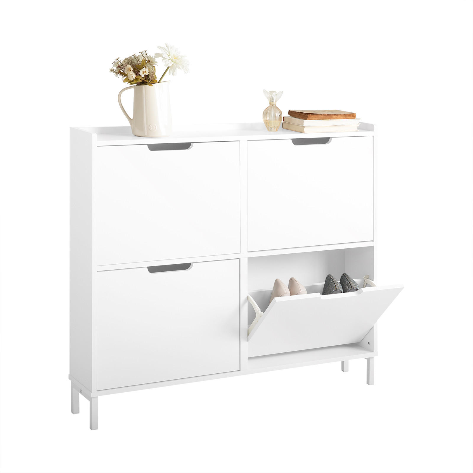 SCHUHSCHRANK Weiß - Weiß, Holzwerkstoff/Metall (100/91/19cm) - SoBuy