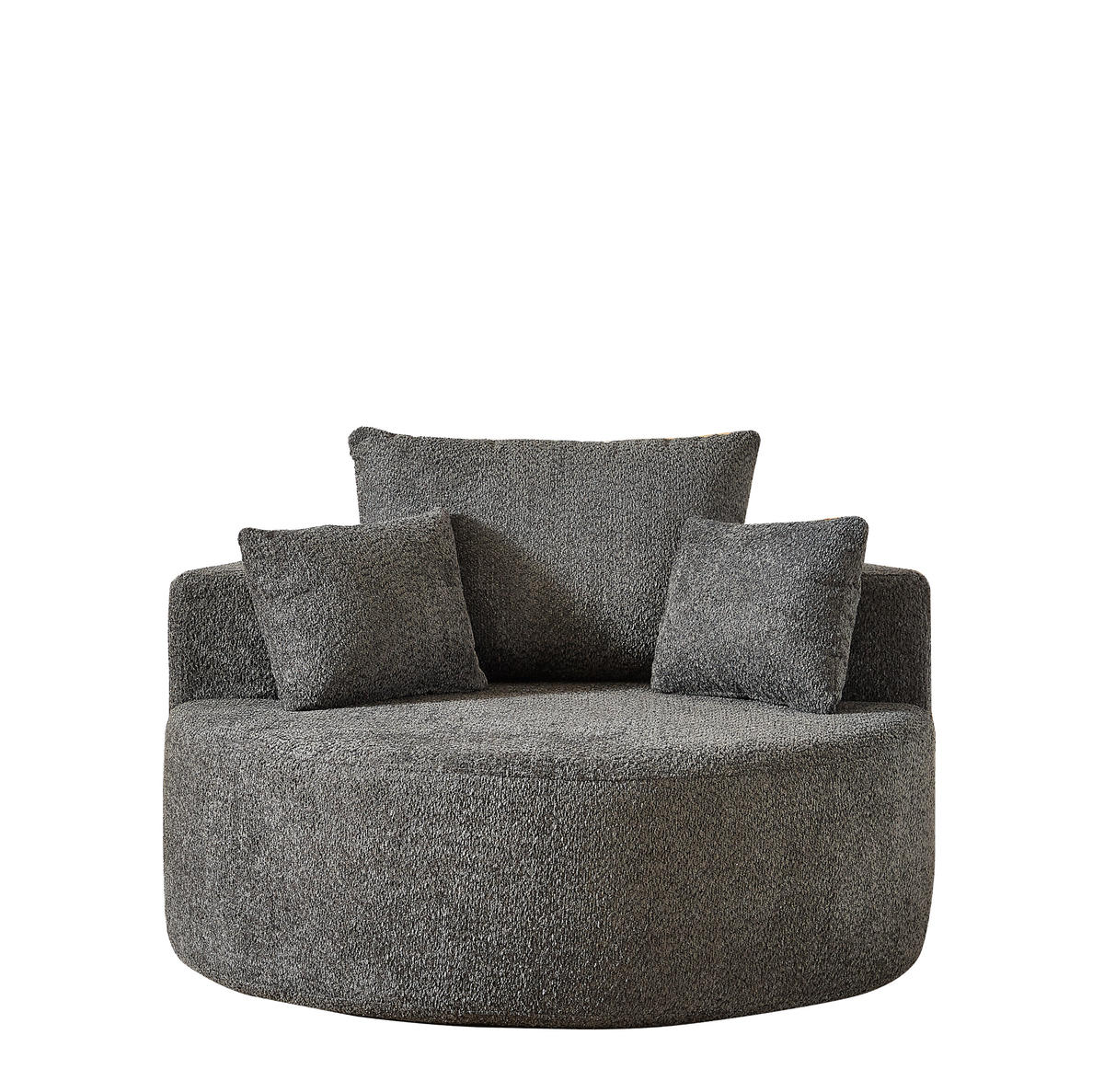 SESSEL aus Chenille Grau ohne Montage mit Rückenlehnenkissen und zylindrischem Kopfkissen - Grau, Textil (127/85/127cm) - Modfu