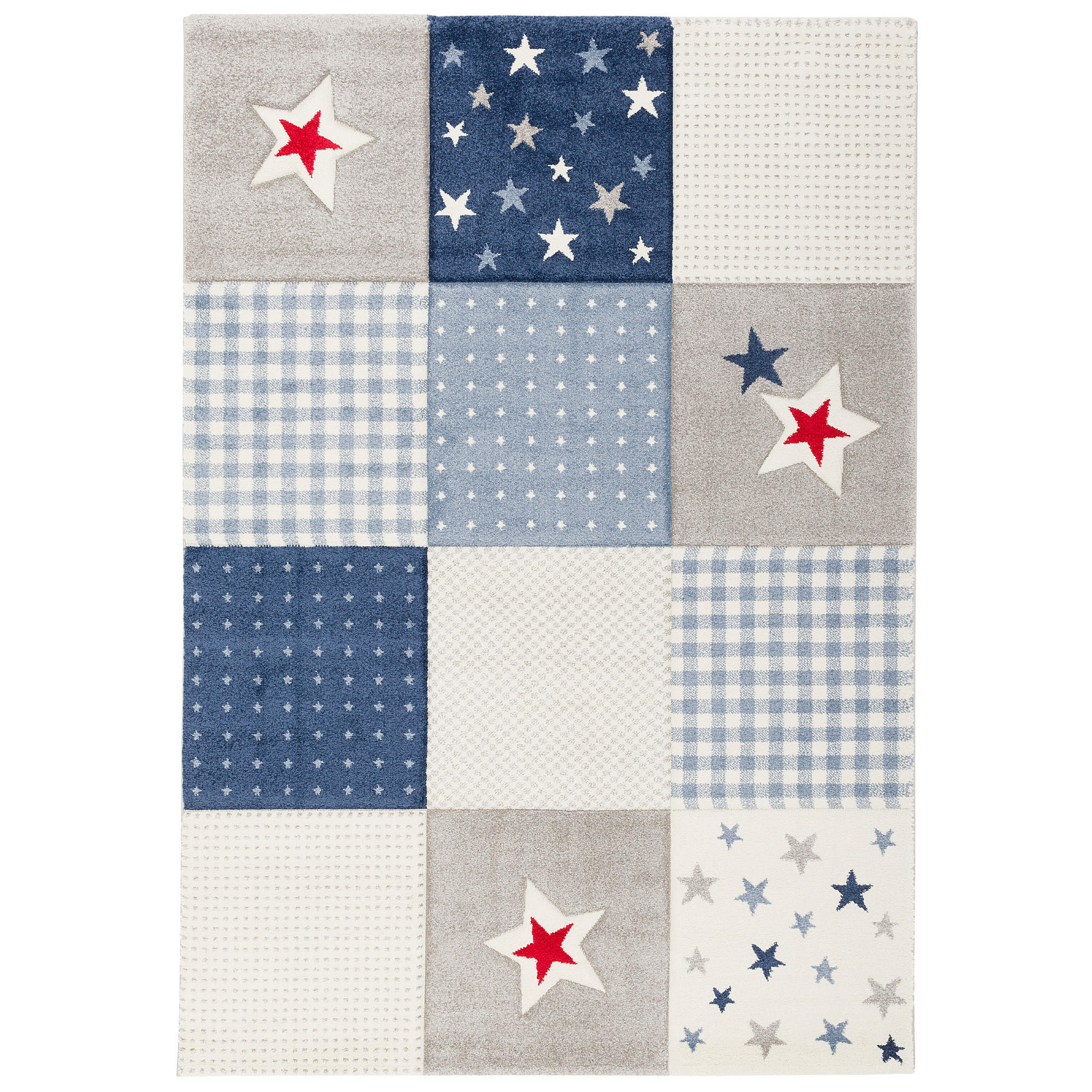 KINDER TEPPICH MAUI KIDS KARO STERNE - Blau, Textil (160/230cm) - Pergamon