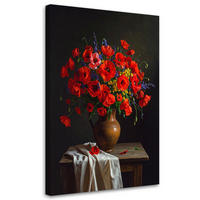 LEINWANDBILD Blumen 40x60cm - Rot, Textil (40/60cm) - Feeby