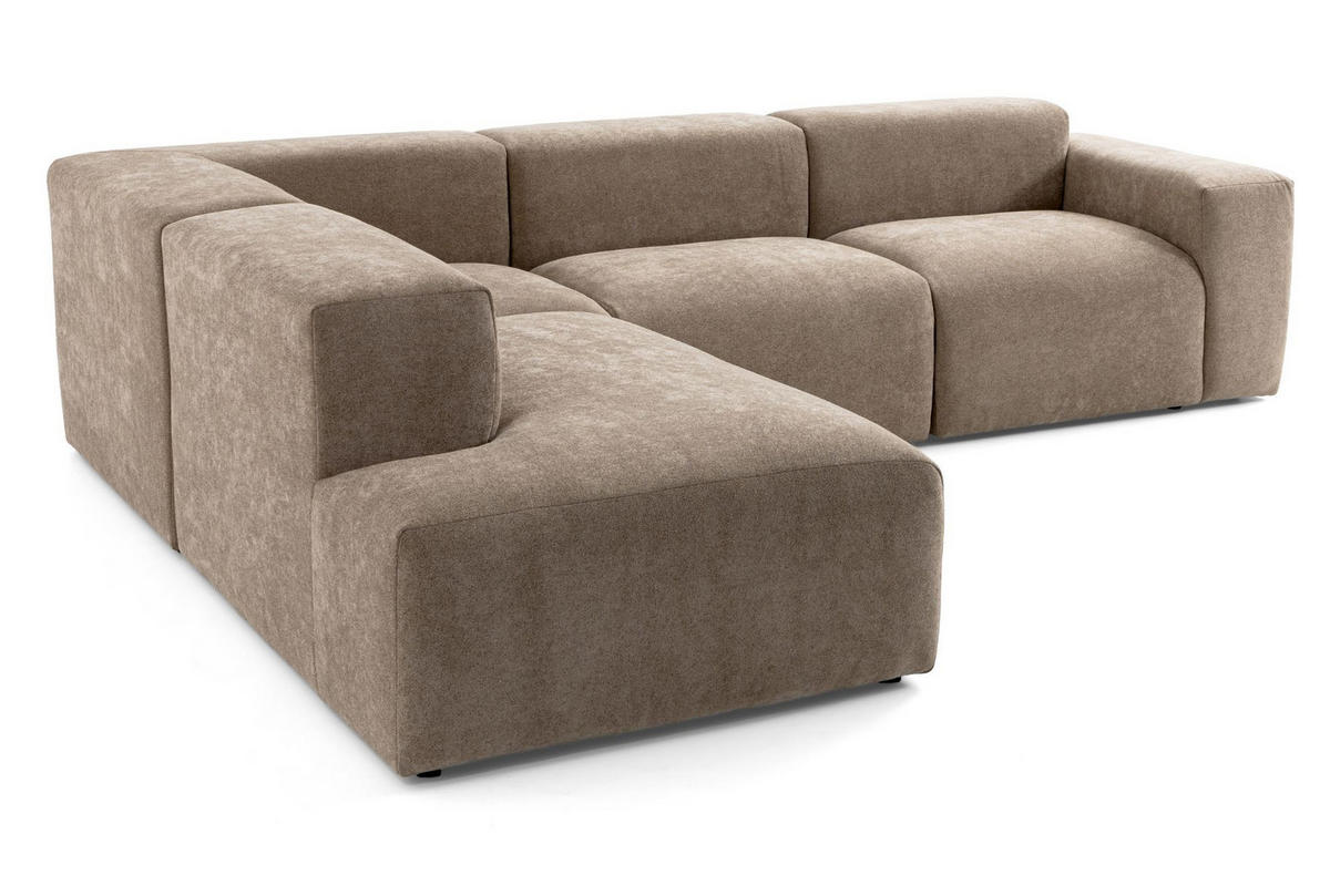4-SITZER modulares Ecksofa HEAVEN SET 2 Links, Breite 300 cm Webstoff Braun - Schwarz/Braun, Holz/Kunststoff (300/245cm) - Muffo
