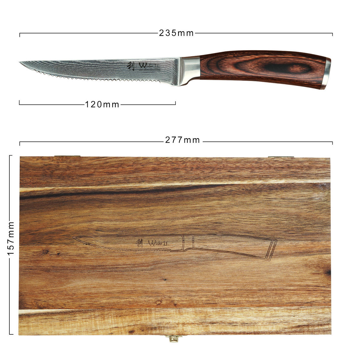 STEAKMESSER Set 4 tlg. I EDIB - Braun, Holz/Metall (30cm) - Wakoli