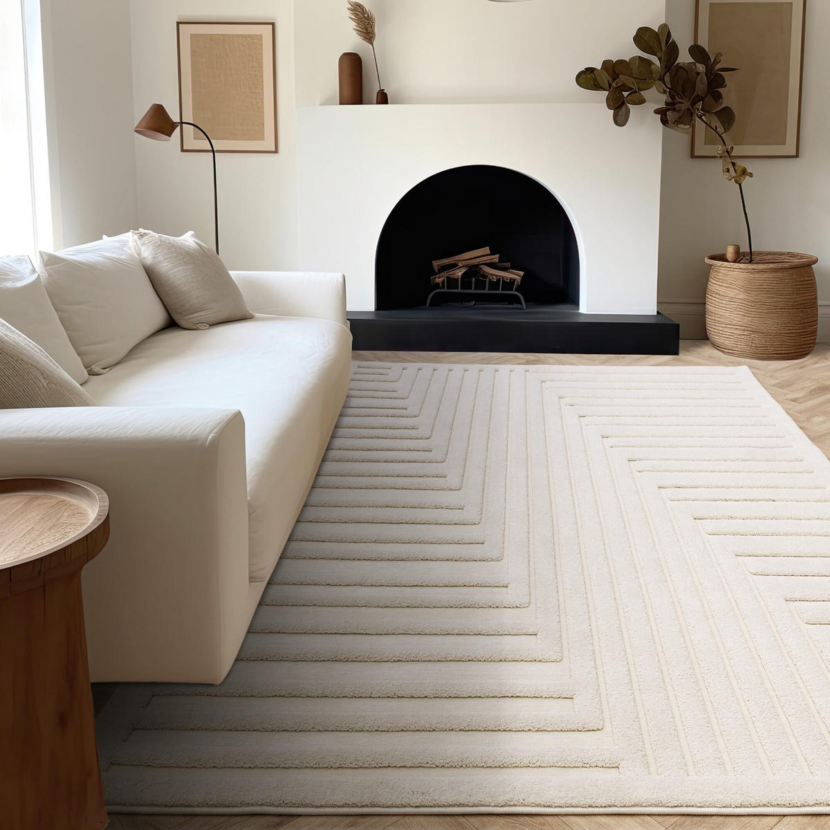TEPPICH Struktur 3D hoch-tief geometrisch weich pflegeleicht EDEN-Lazonby, Elfenbein 120x170 cm - Champagner, Textil (120/170cm) - KADIMA DESIGN
