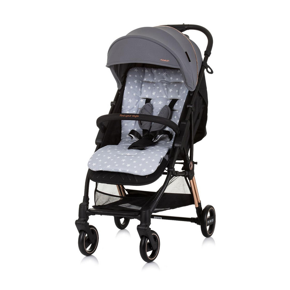 KINDERWAGEN-SITZAUFLAGE Sitzauflage VVPAD024 grau Baumwolle, atmungsaktiv, universell passend, für 5-Punkt-Gurt - Grau, Textil (38/2/77cm) - Chipolino