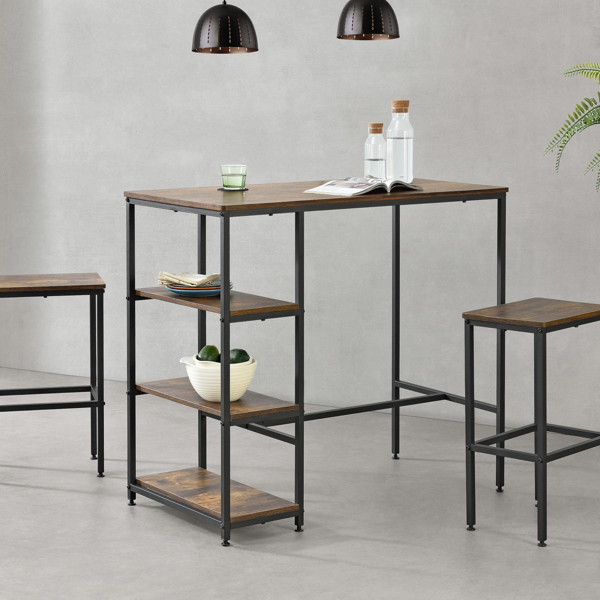 BARTISCH Växjö - Dunkelbraun, Metall (109/100/60cm) - [en.casa]