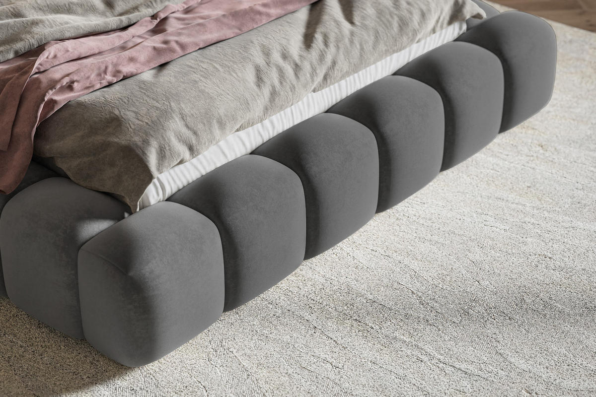 POLSTERBETT 160x200 cm Madeno mit Bettkasten, Samtstoff, Dunkelgrau - Dunkelgrau, Holz/Textil (160/200cm) - Emporius