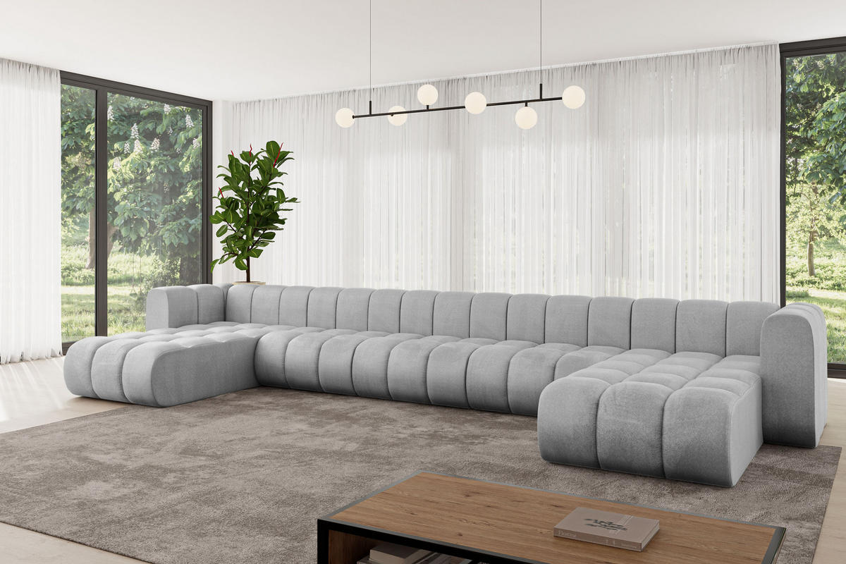 WOHNLANDSCHAFT modulares Sofa Joren-U3 - 501x177x70 cm Grau - Hellgrau, Holzwerkstoff/Textil (501/70/177cm) - ALTDECOR