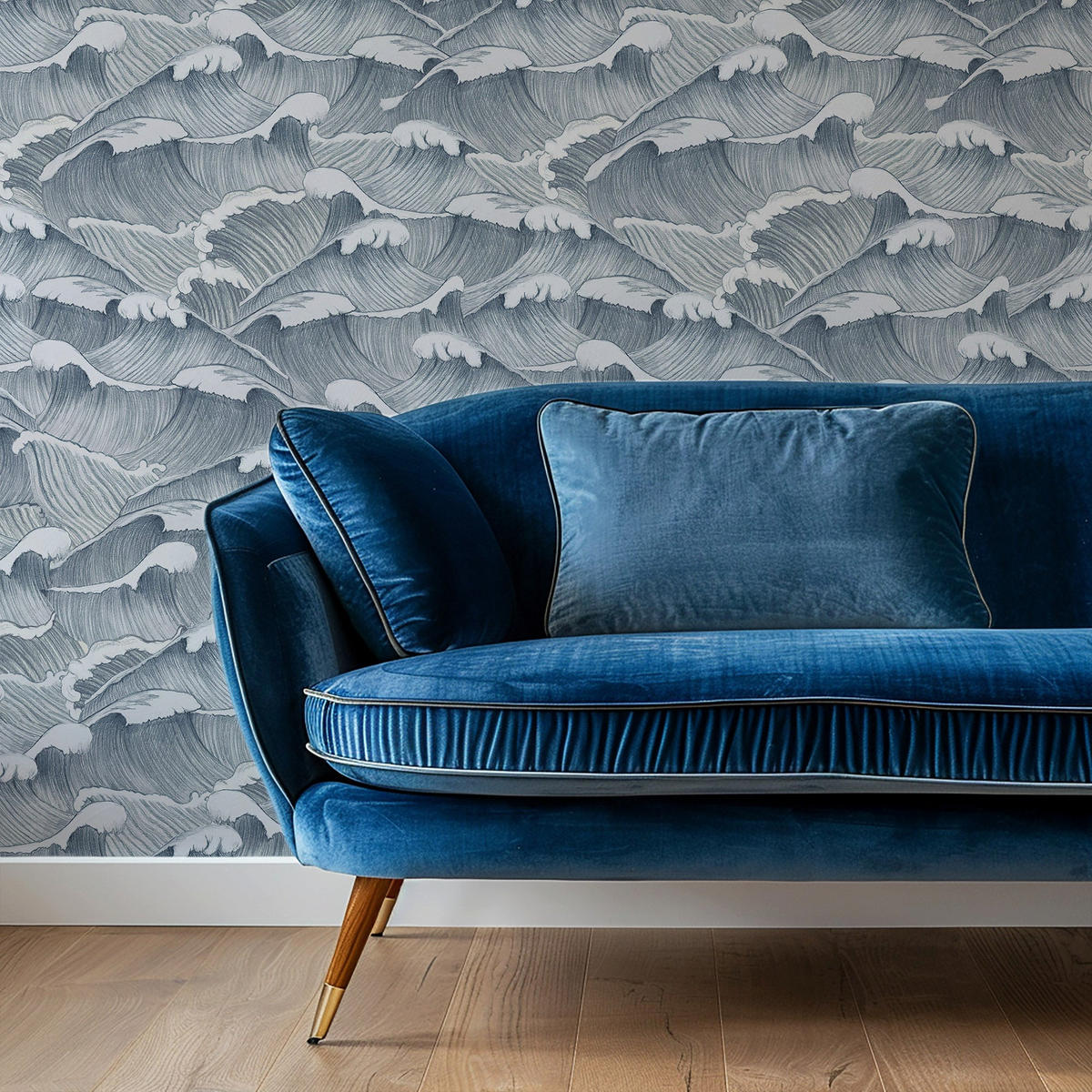 TAPETE Meer aus echtem Papier, 200x280cm, 8 Bögen - Blau, Papier (200/280cm) - WALLPAPERS4BEGINNERS