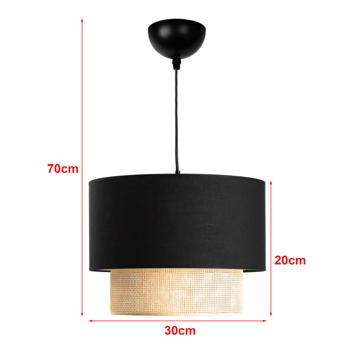 HÄNGELEUCHTE Loughborough - Schwarz, Textil (30/30/70cm) - lux.pro