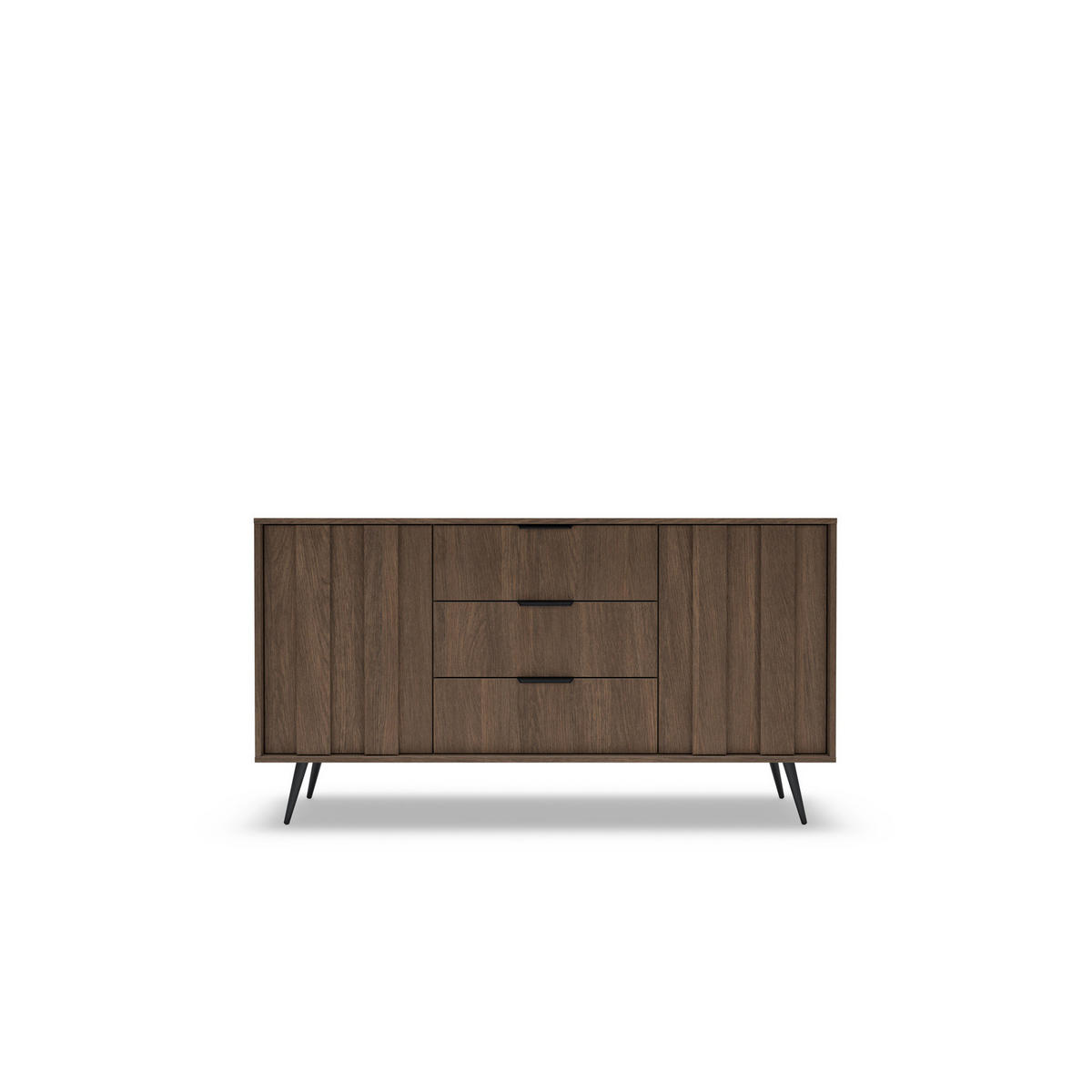 SIDEBOARD LUPO 153 cm Eiche Dunin - mit 3 Schubladen, LED und Metallfüßen - Eichefarben/Schwarz, Holz/Holzwerkstoff (153/83/40cm) - Ravio