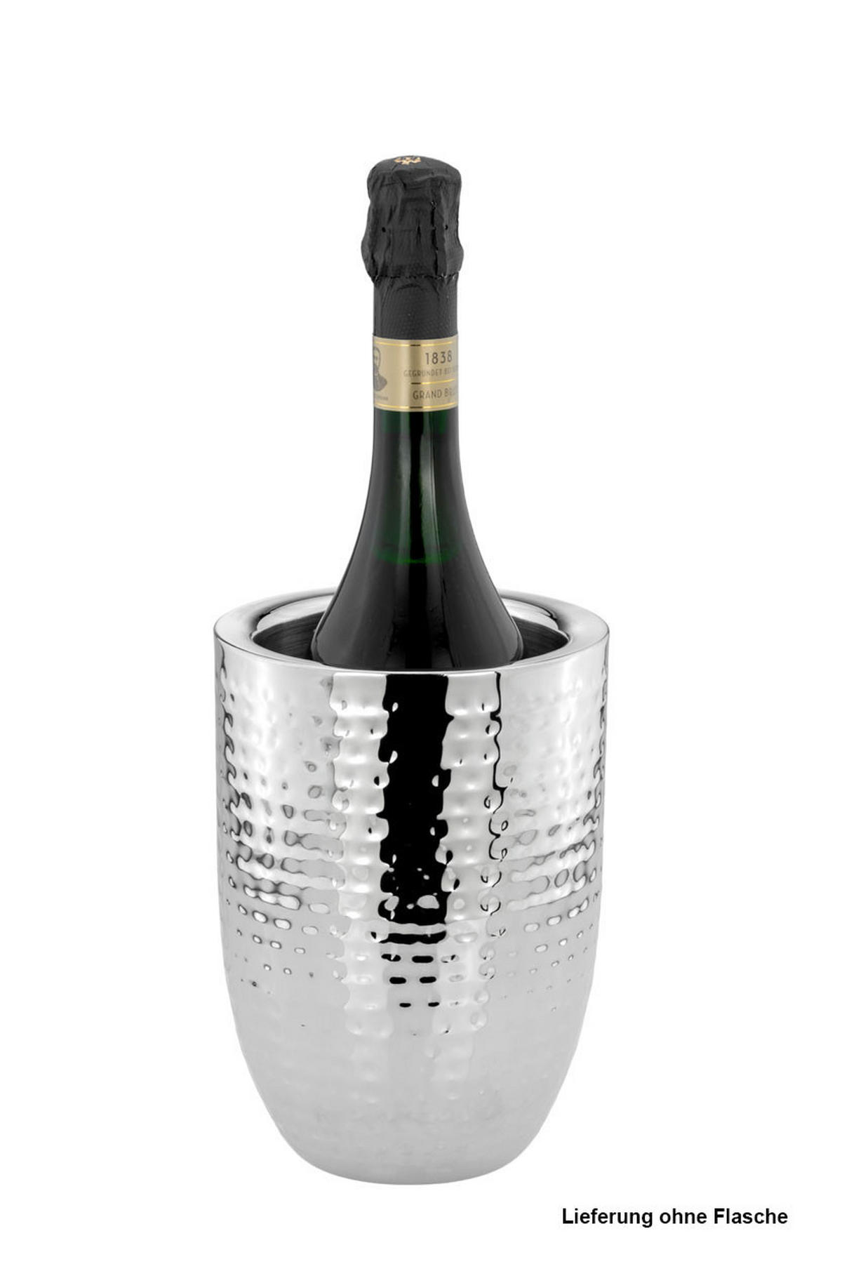 WEIN-/SEKT Flaschenkühler Hammerschlag-Optik (H) 19,5 x (Ø) 13,5 cm - Silberfarben, Paraffin (14/19.5cm) - Hermann Bauer jun. Kollektion GmbH