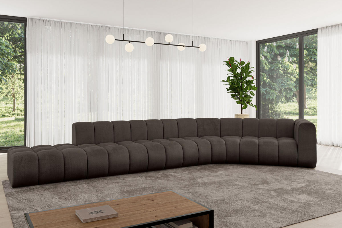 ECKSOFA modulares Sofa Tilmo-L2 - 490x194x70 cm Braun - Braun, Holzwerkstoff/Textil (490/194cm) - ALTDECOR