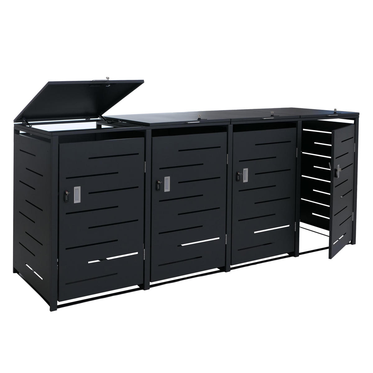 MÜLLTONNENVERKLEIDUNG 4er 117x265x80cm Anthrazit - Anthrazit, Metall (265/117/80cm) - PROREGAL