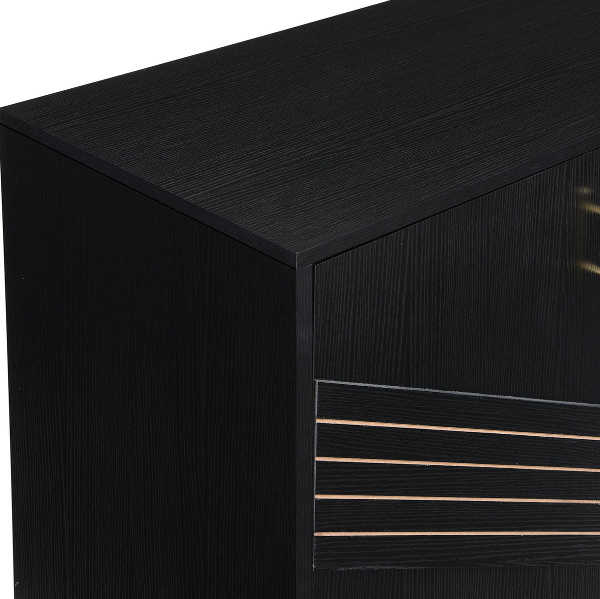 KOMMODE aus MDF 160x40x80,5cm in Schwarz Holzoptik mit 4 Türen - Schwarz, Holzwerkstoff (160/80.5/40cm) - Modfu