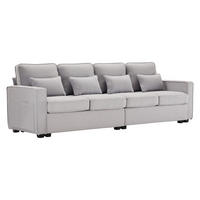 4-SITZER Sofa 264x83x87 mit Hochrücken, Leinen, grau - Grau, Textil (83/87/264cm) - Luhomfu