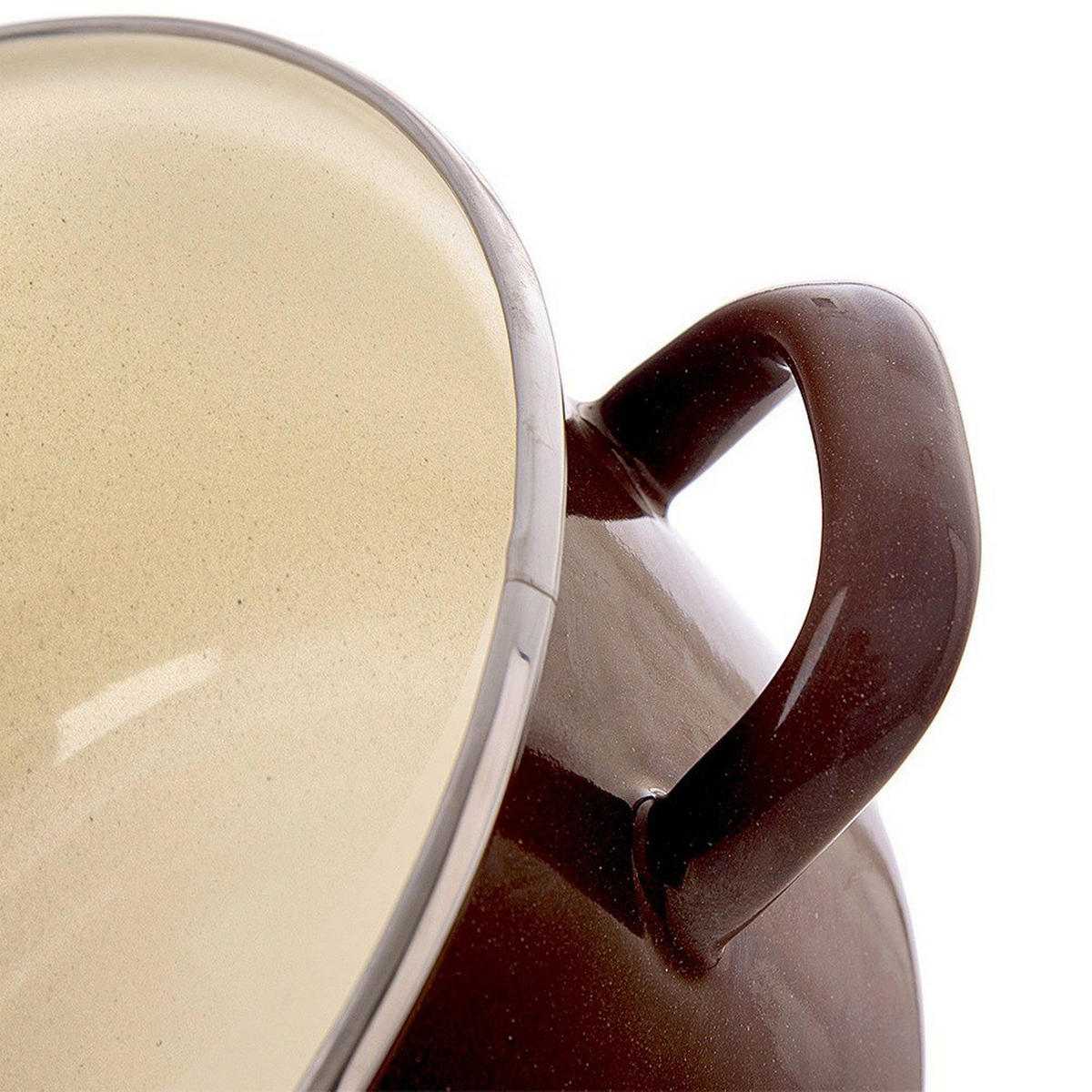 EMAILLIERTOPF Brown mit Griffen braun - Braun, Metall (24cm) - Orion 