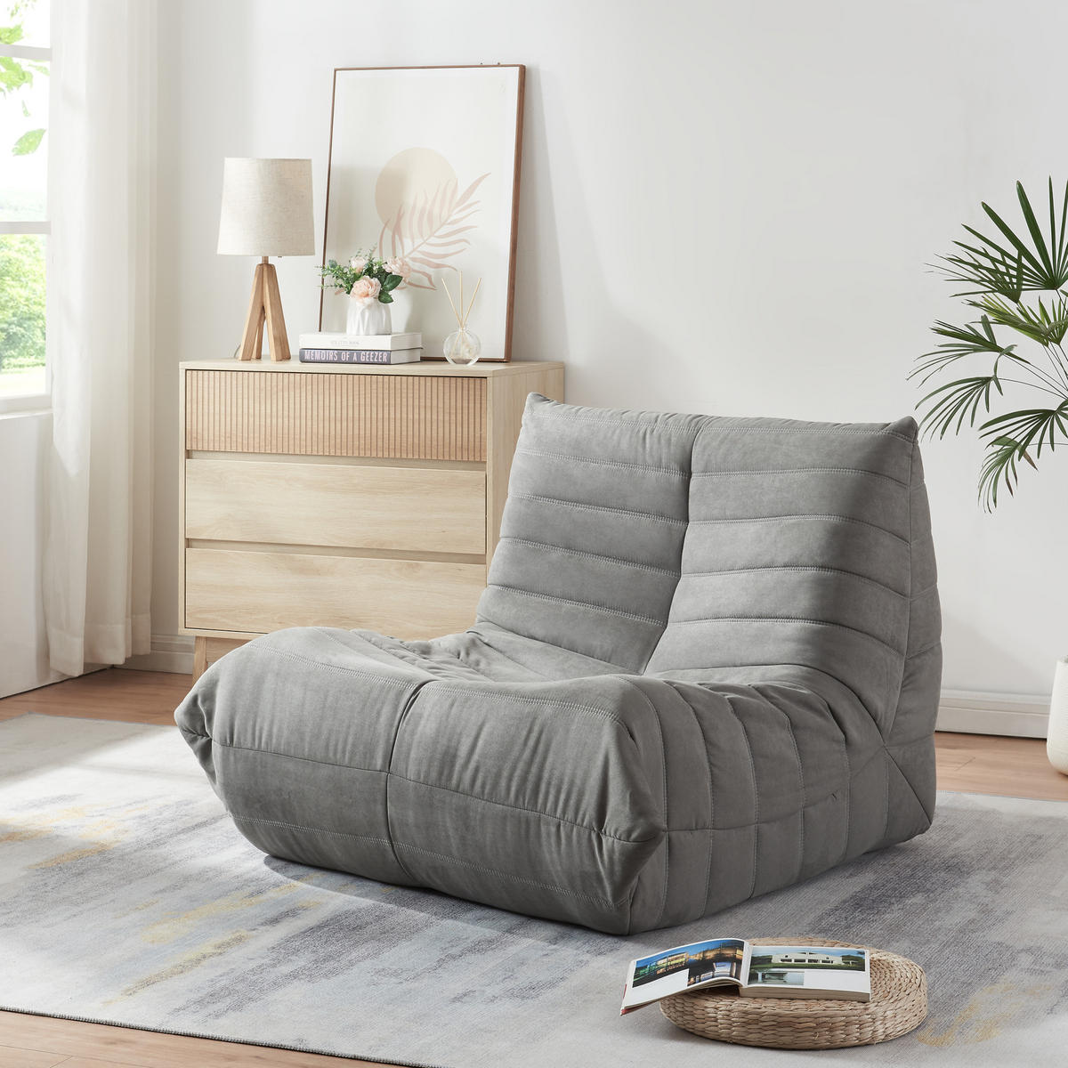 BODENSESSEL Kodsø - Grau, Textil (90/75/100cm) - [en.casa]