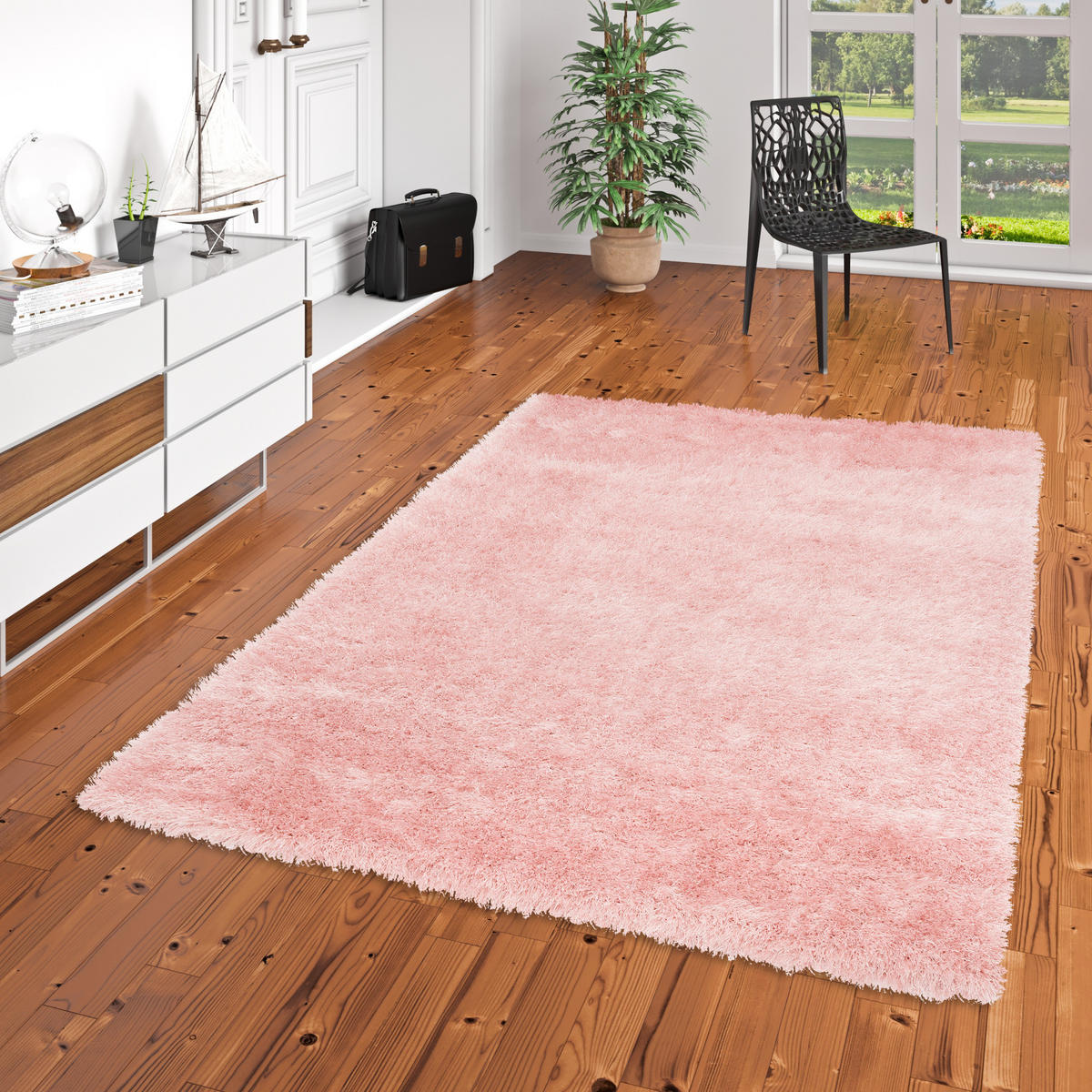 HOCHFLOR LANGFLOR SHAGGY TEPPICH GLOW - Rosa, Textil (140/200cm) - Pergamon