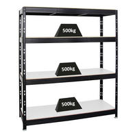 SCHWERLASTREGAL Rhino 180x160x60 cm 4 Melamin-Ebenen 16mm Fachlast 500 kg Schwarz - Schwarz/Weiß, Metall (160/180/60cm) - PROREGAL