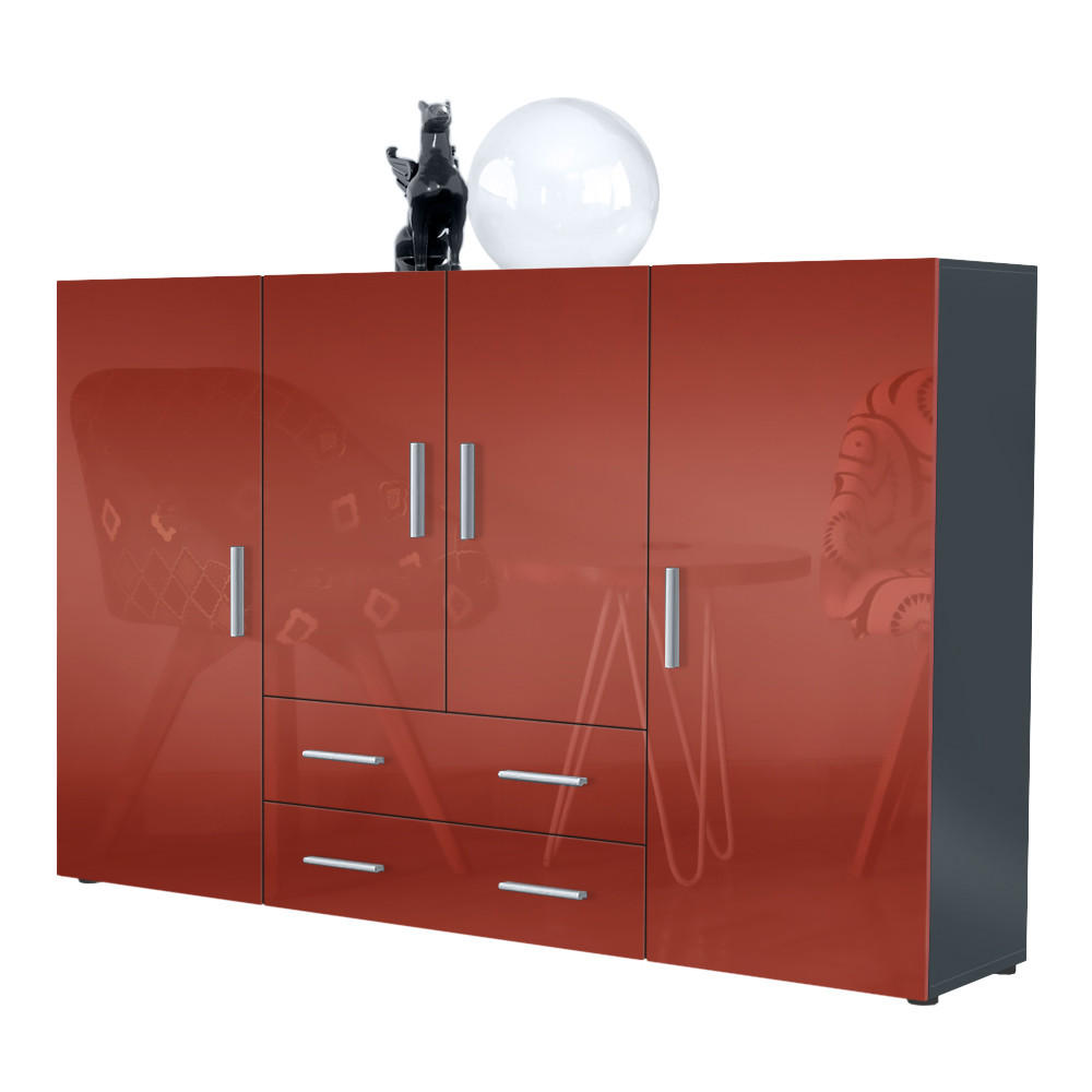 HIGHBOARD Nora Türen in Bordeaux Hochglanz - Bordeaux, Holzwerkstoff (166/106/35cm) - Vladon