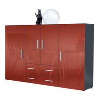 HIGHBOARD Nora Türen in Bordeaux Hochglanz - Bordeaux, Holzwerkstoff (166/106/35cm) - Vladon