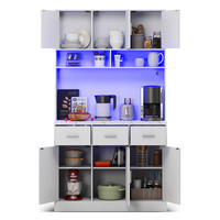 BUFFET 100/40/180 cm aus MDF mit LED-Beleuchtung und Steckdosenleiste Weiß - Weiß, Holzwerkstoff (100/180/40cm) - Modenvie