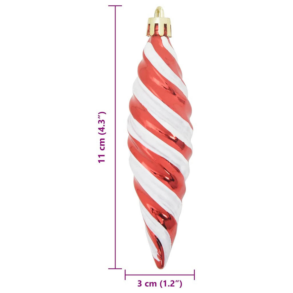 WEIHNACHTSKUGEL Spiralenform 40 -teilig 3/11 cm Rot Kunststoff - Rot, Kunststoff (3/11/3cm) - vidaXL