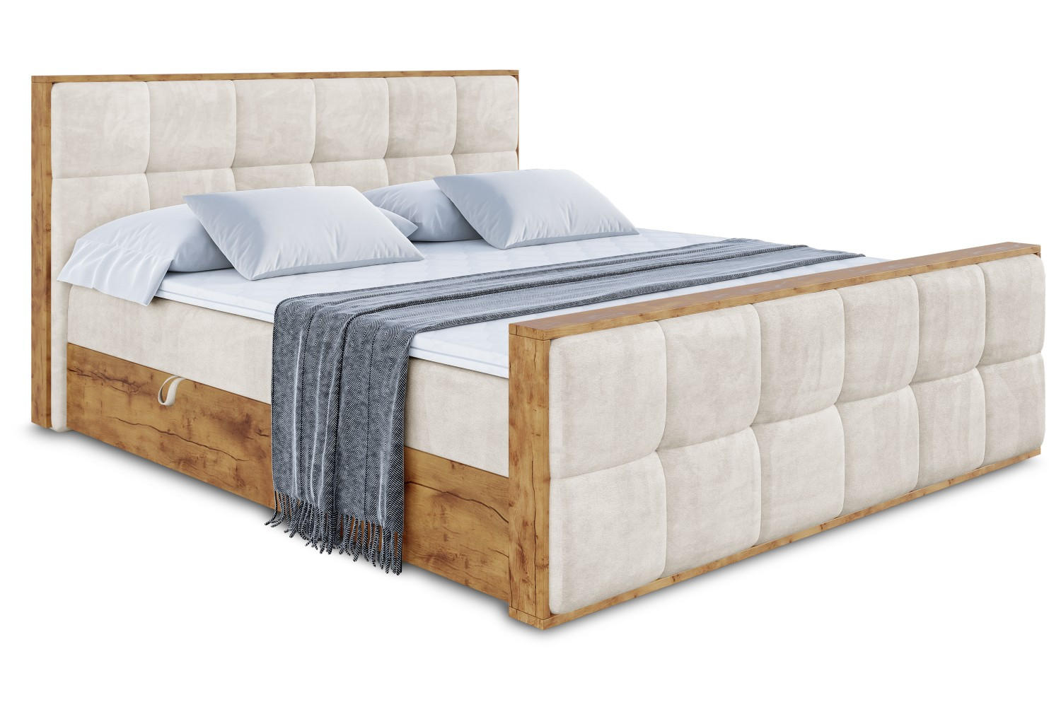 BOXBETT mit Matratze H3 und Lattenrost - LOLLI7-Z - 120x200 - Beige Casablanca - Beige, Holzwerkstoff (120/200cm) - ALTDECOR