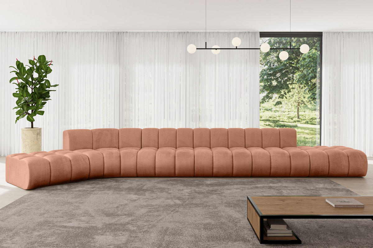 ECKSOFA modulares Sofa Solven-L3 - 562x174x70 cm Apricot - Koralle, Holzwerkstoff/Textil (562/174cm) - ALTDECOR