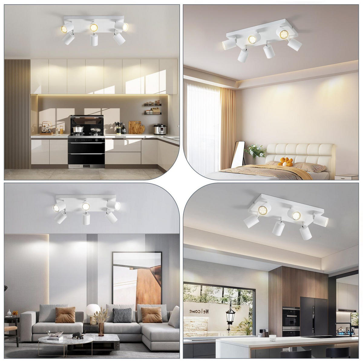 STRAHLER Beeskow 6-flammig 40/20/14.4 cm - Weiß, Metall (40/20/14.4cm) - Nettlife