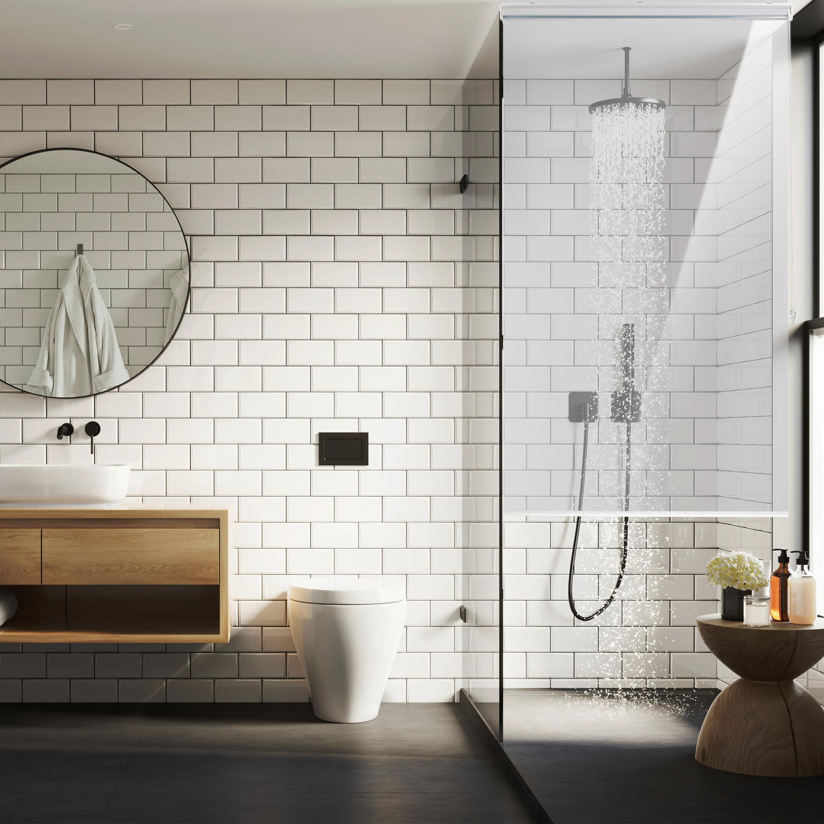 DUSCHROLLO - Transparent, Kunststoff/Metall (120/4.5cm) - Relaxdays