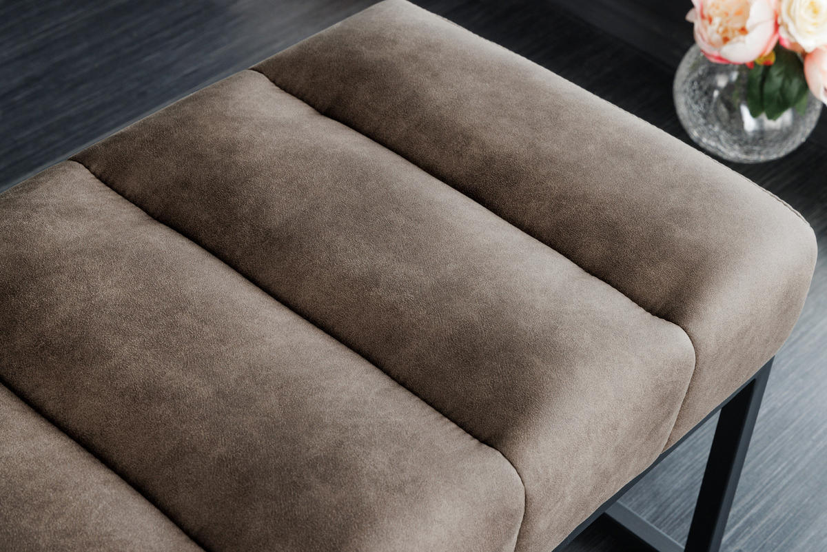 SITZBANK PETIT BEAUTÉ Microfaser Taupe 110 cm - Taupe/Schwarz, Textil/Metall (108/40/40cm) - riess-ambiente