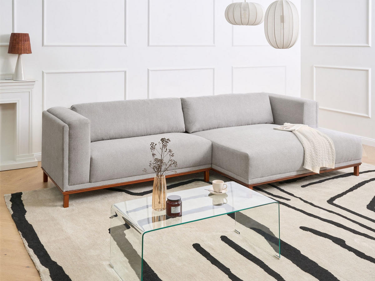 ECKSOFA 4-Sitzer Stoff Grau linksseitig Veng - Hellbraun/Dunkelgrau, Textil (310/155cm) - Beliani