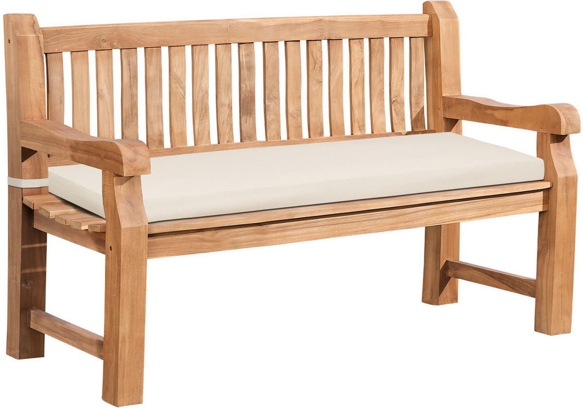 GARTENBANK Teakbank Dabel Holz Creme Holzbank 150cm - Creme, Holz (150/93/61cm) - DELUKE