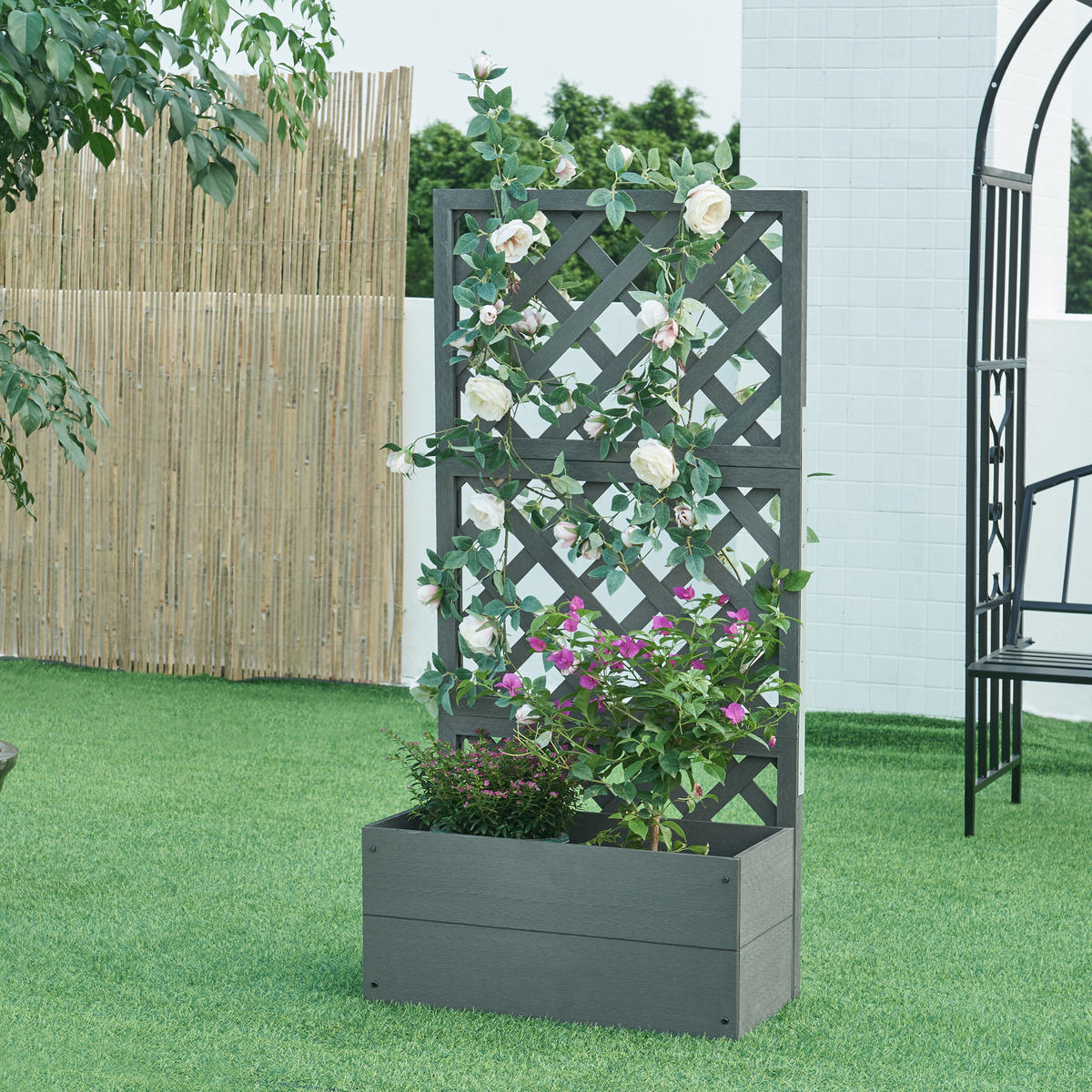BLUMENKASTEN Amstelveen - Grau, Kunststoff (65/135/30cm) - [en.casa]